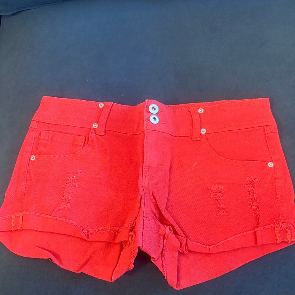 Vibrant Red Jean Shorts for Women